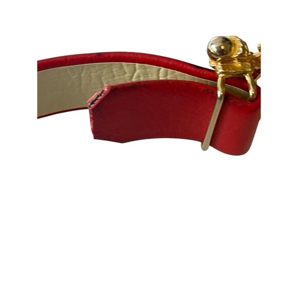 Vintage 1980’s Mimi Di N Women’s Gold Tone Nautical Buckle & Red Belt Signed main image 4